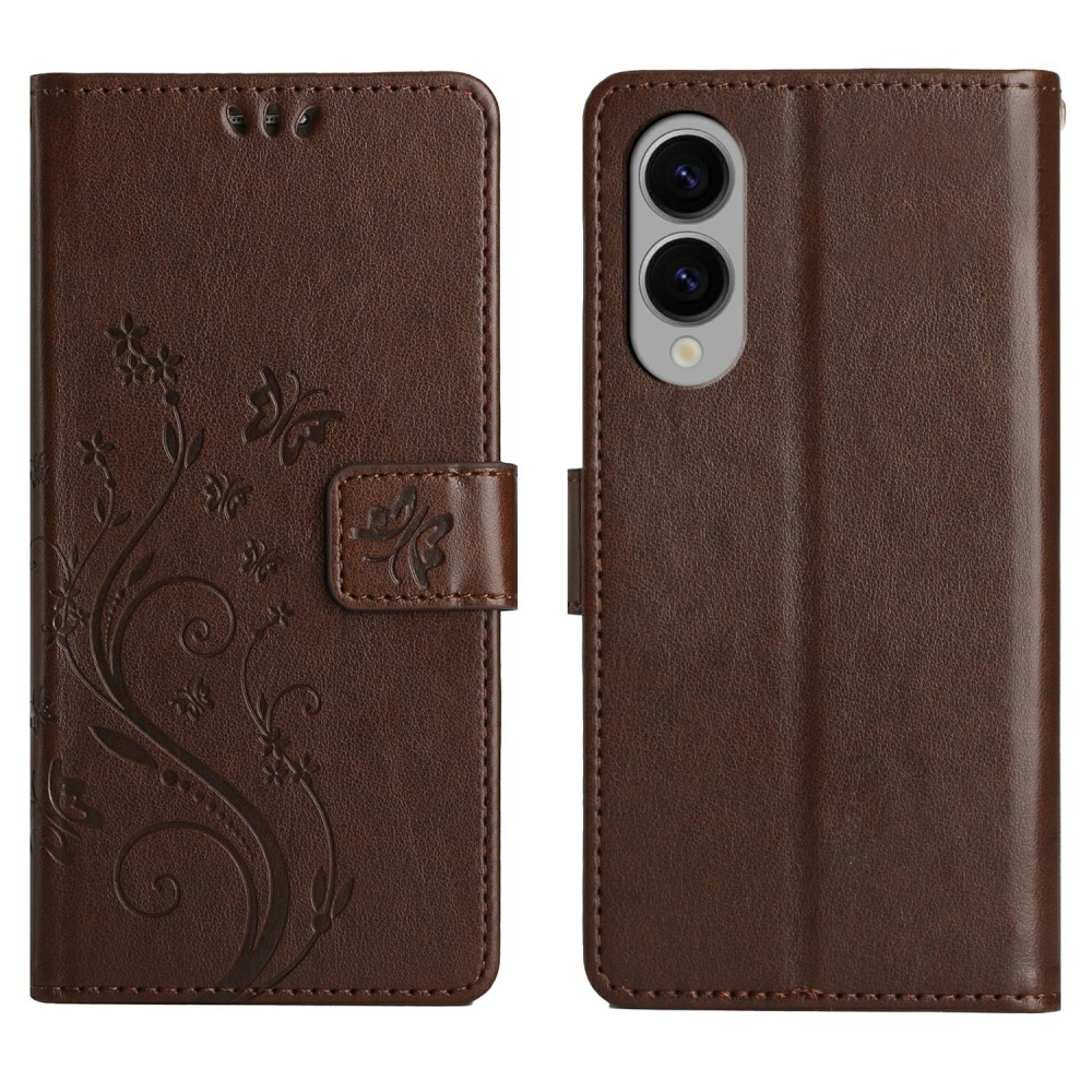 Virágok könyv tok Samsung Galaxy S25 Edge készülékhez - barna