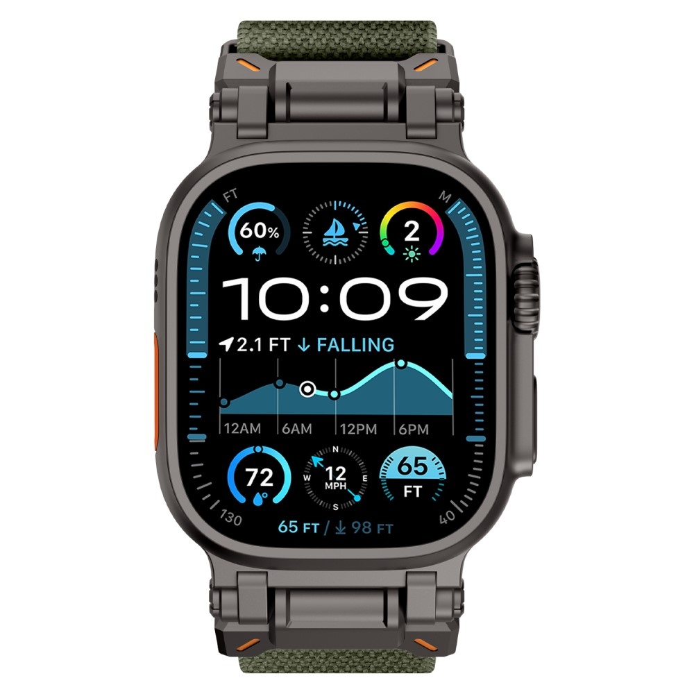 Fém nejlon szíj Apple Watch Ultra/Ultra 2 49mm/SE/SE 2022/2023 44mm/10 46mm/9/8/7 45mm/6/5/4 44mm/3/2/1 42 mm-es Apple Watch Ultra/Ultra 2 órához - zöld színű