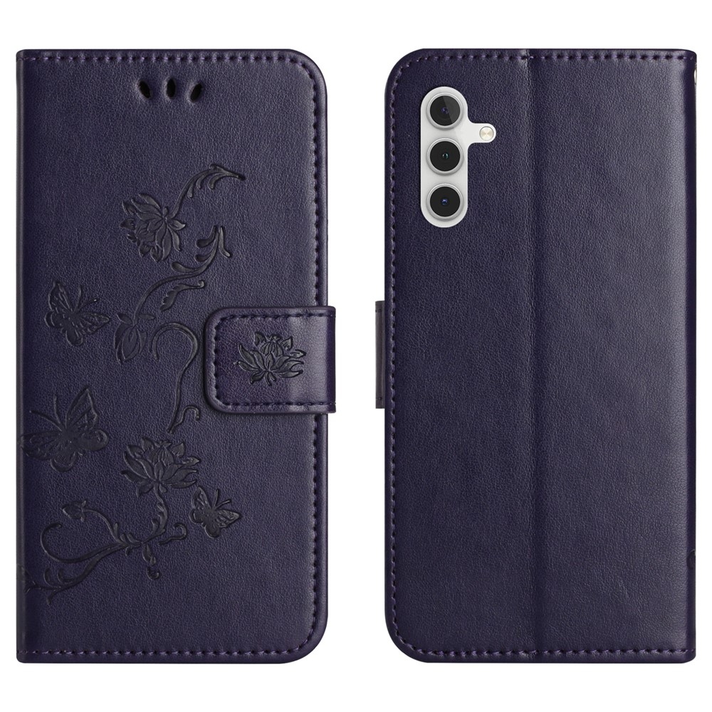 Virágos könyv tok Samsung Galaxy S25 FE készülékhez - sötétlila