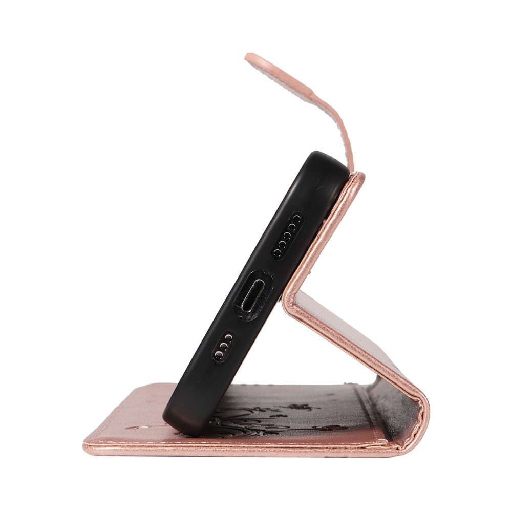 Virágos könyv tok Samsung Galaxy A06 4G készülékhez - rózsaarany