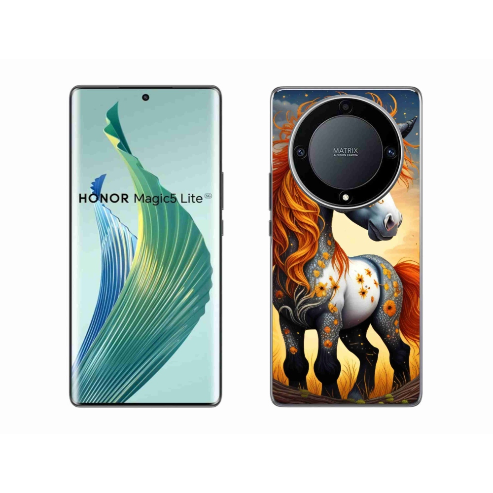 Zselés borítás mmCase a Honor Magic 5 Lite 5G számára - színes póni