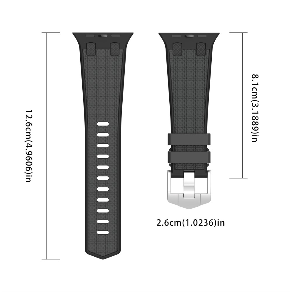 Sport szilikon szíj az Apple Watch Ultra/Ultra 2 49mm/SE/SE 2022/2023 44mm/9/8/7 45mm/6/5/4 44mm/3/2/1 42 mm-es órához - fekete/szürke