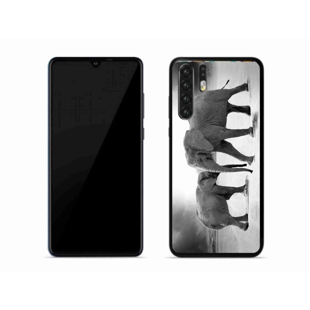 Gél borítás mmCase a Huawei P30 Pro készülékhez - fekete és fehér elefántok