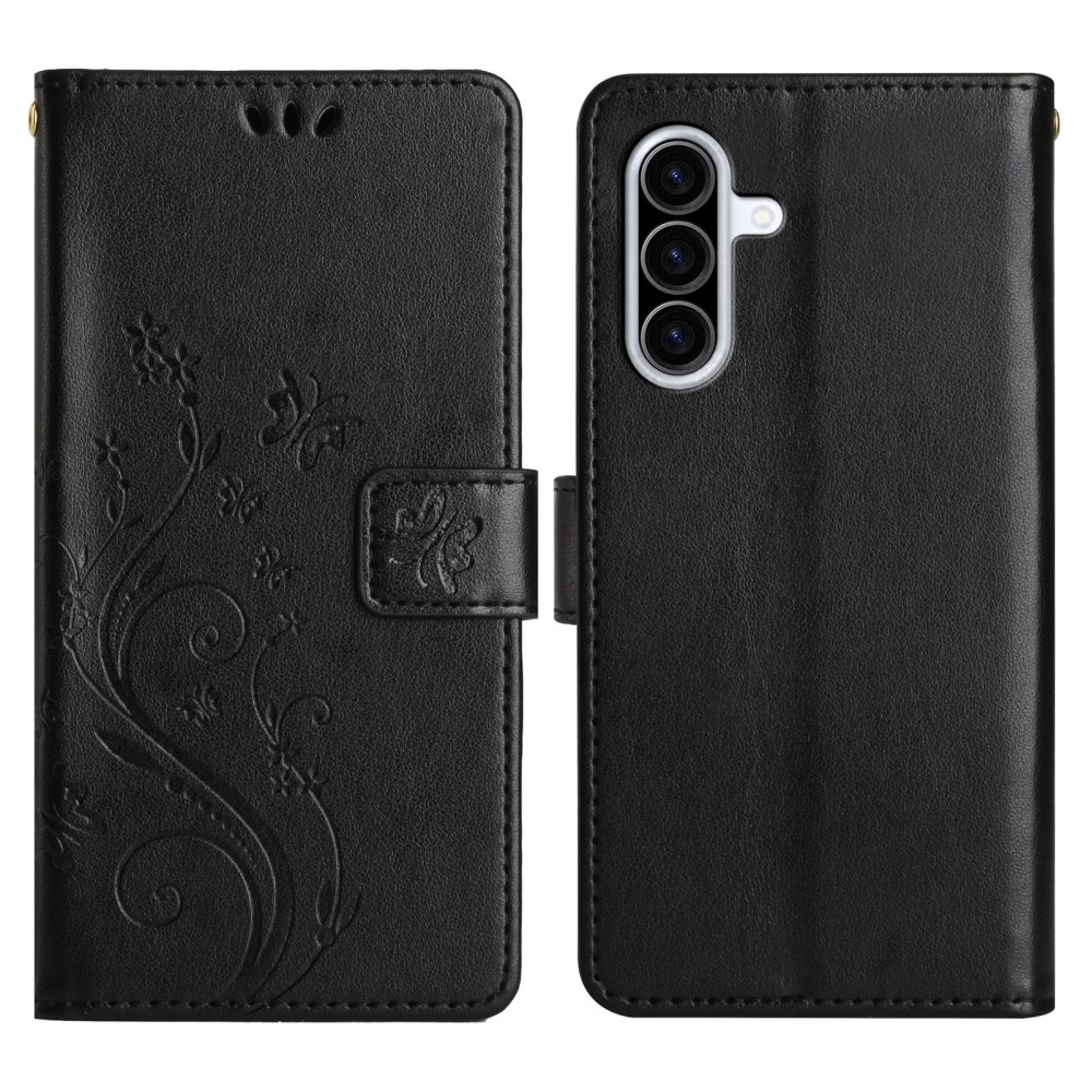 Virágok könyv tok Samsung Galaxy A36 5G - fekete