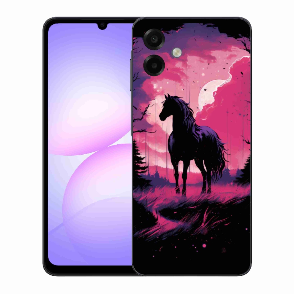 Zselés borítás mmCase Samsung Galaxy A07 4G - fekete rajzfilm ló 1