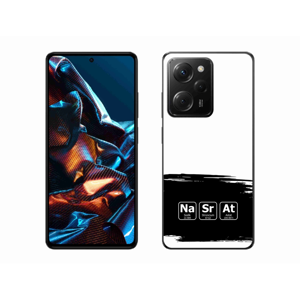 Gél borító mmCase a Xiaomi Poco X5 Pro 5G-n - kémiai elemek fekete és fehér háttérrel