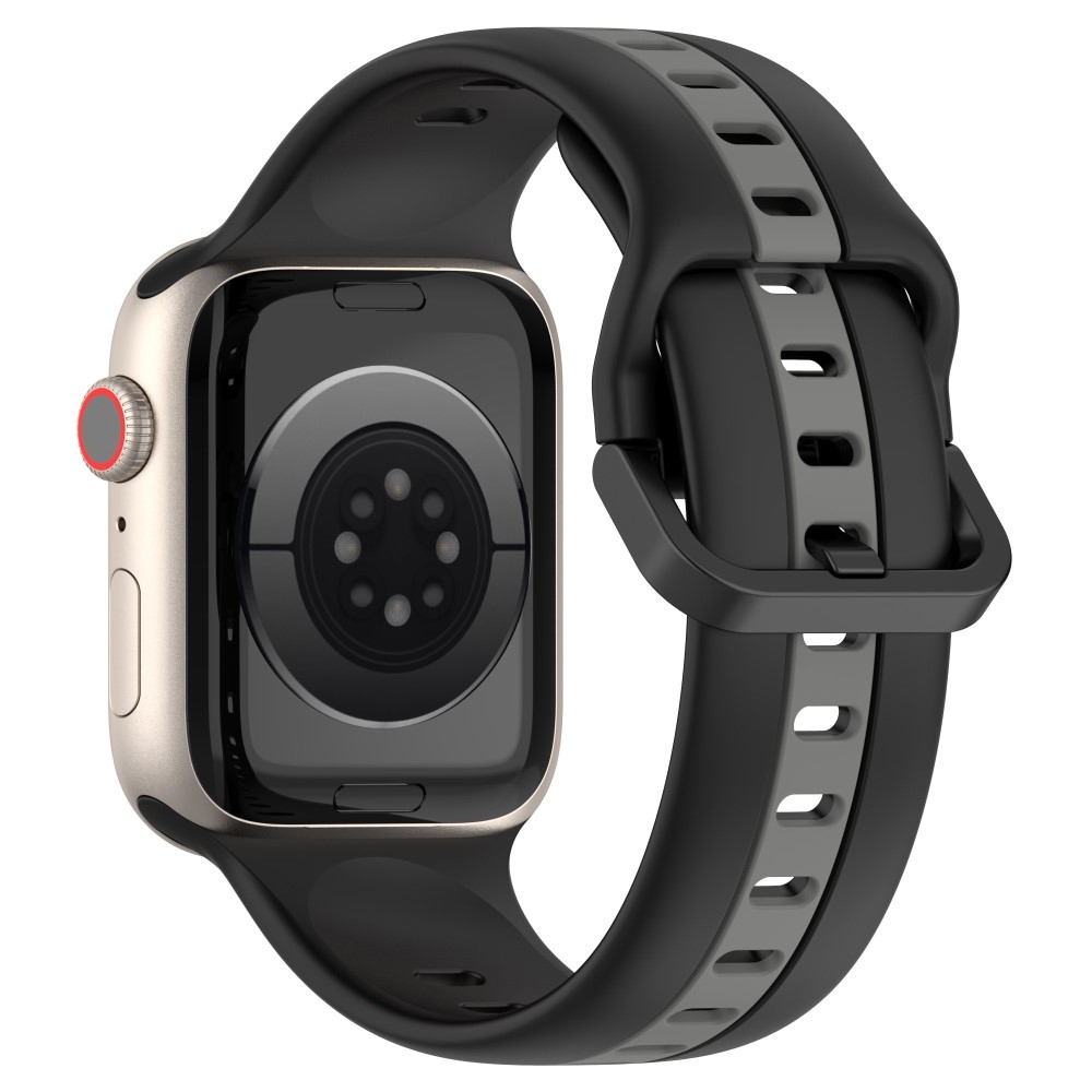 Szíj szilikon szíj Apple Watch Ultra/Ultra 2 49mm/SE/SE 2022/2023 44mm/9/8/7 45mm/6/5/4 44mm/3/2/1 42 mm - fekete/szürke