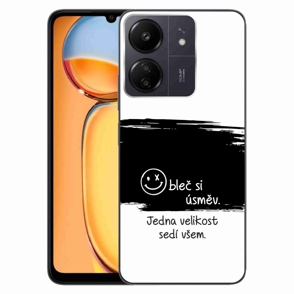 Gél borító mmCase a Xiaomi Poco C65/Redmi 13C-hez - vicces szöveg 8 fekete és fehér háttérrel