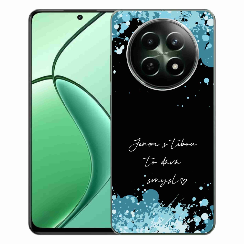 Gél borító mmCase a Realme 12 5G/12x 5G készülékhez - szerelmes szöveg fekete háttérrel