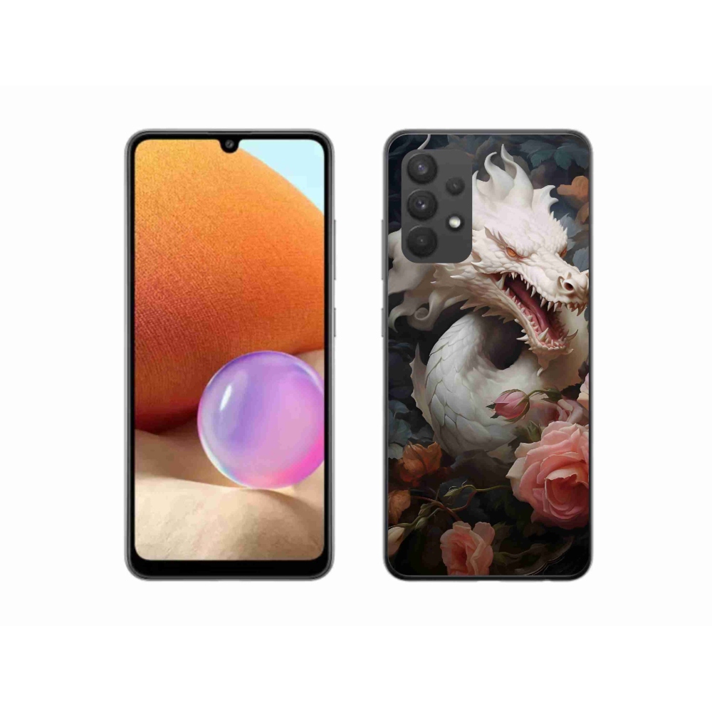 Gél védőhuzat mmCase Samsung Galaxy A32 4G - fehér sárkányhoz
