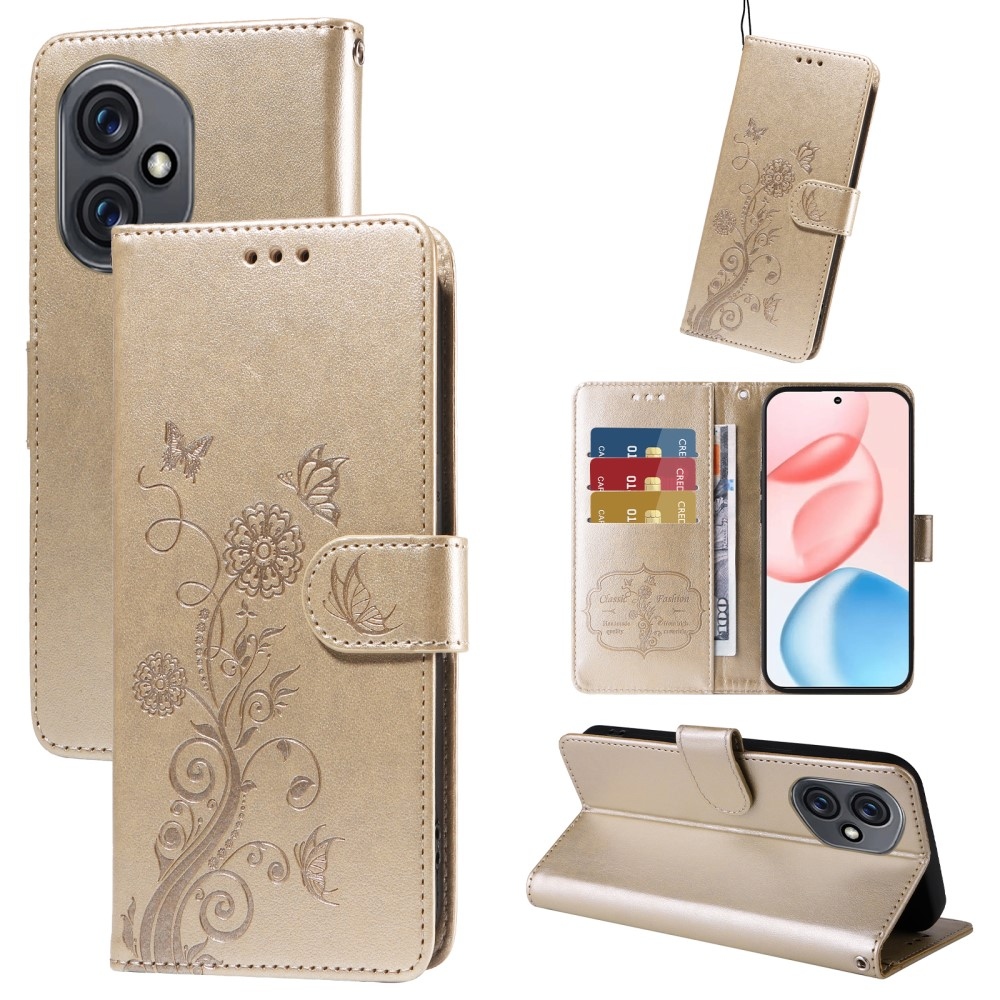 Virágos könyvtáska Honor 400-hoz - arany