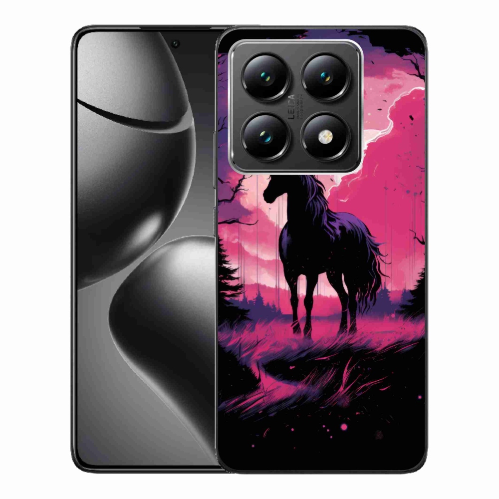 Gél borítás mmCase a Xiaomi 14T-hez - fekete rajzfilm ló 1