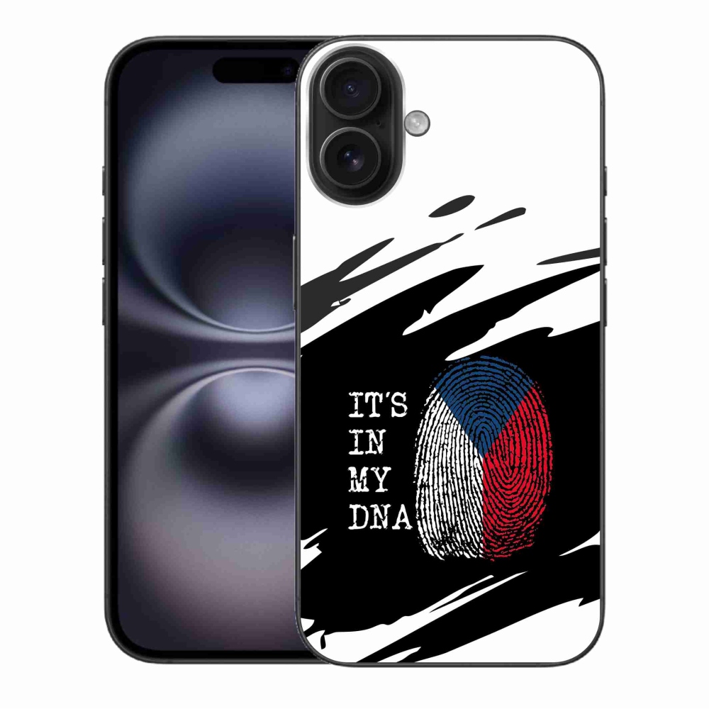 Zselés borítás mmCase iPhone 16 Plus készülékhez - zászlós ujjlenyomat fekete és fehér háttérrel