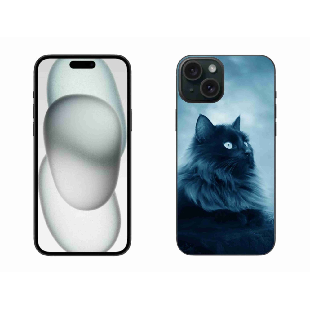 Gél tok mmCase iPhone 15 Plus készülékhez - fekete macska 1
