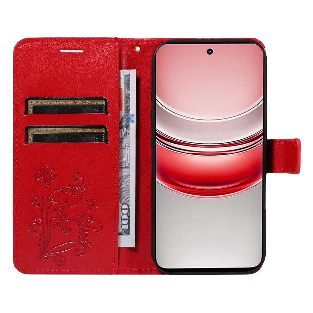 Nagy pillangó könyvtáska a Realme C75 készülékhez - piros