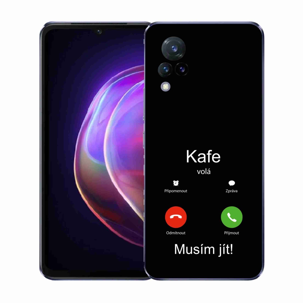 Gél borító mmCase a Vivo V21 4G/5G készülékre - kávé hívások fekete háttérrel