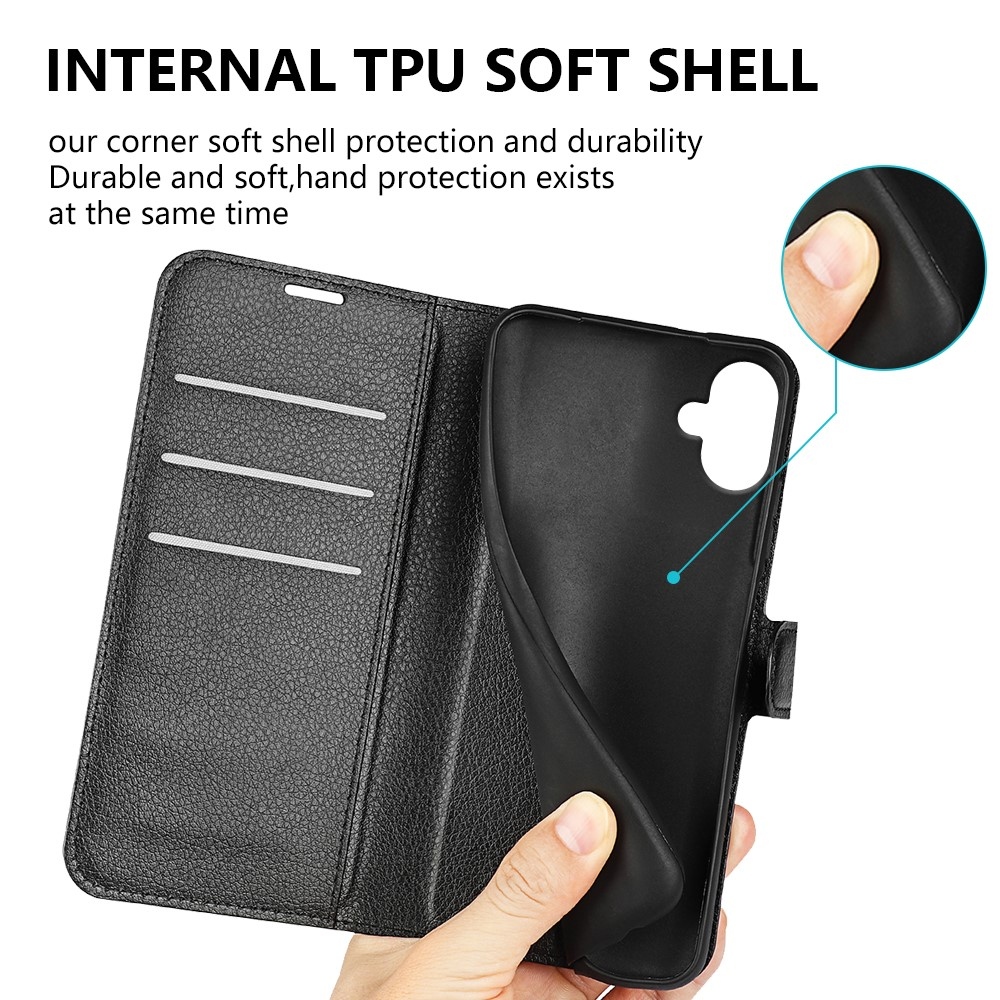Litchi könyv tok Samsung Galaxy A06 4G - fekete