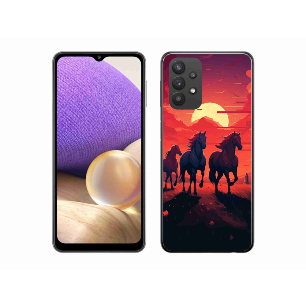 Gél borítás mmCase Samsung Galaxy A32 5G - lovak és naplemente
