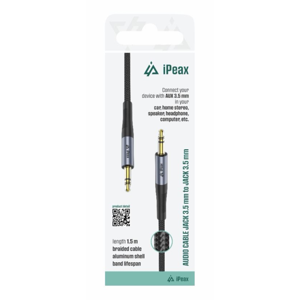 iPEAX adapter 3,5 mm-es jack / 3,5 mm-es jack 1,5 m - fekete