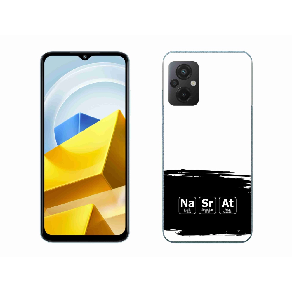 Gél borító mmCase a Xiaomi Poco M5 4G - kémiai elemek fekete és fehér háttérrel