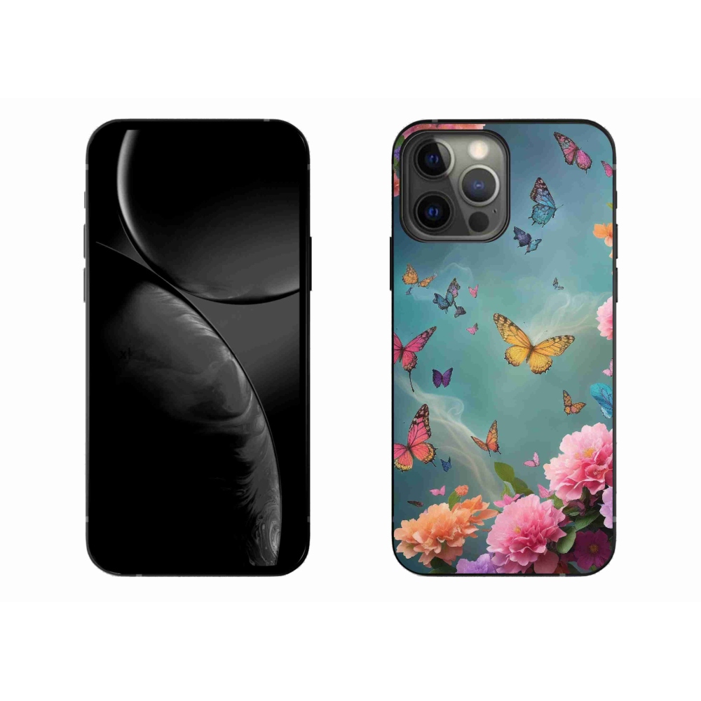 Zselés borítás mmCase iPhone 13 Pro Max készülékhez - színes virágok és pillangók