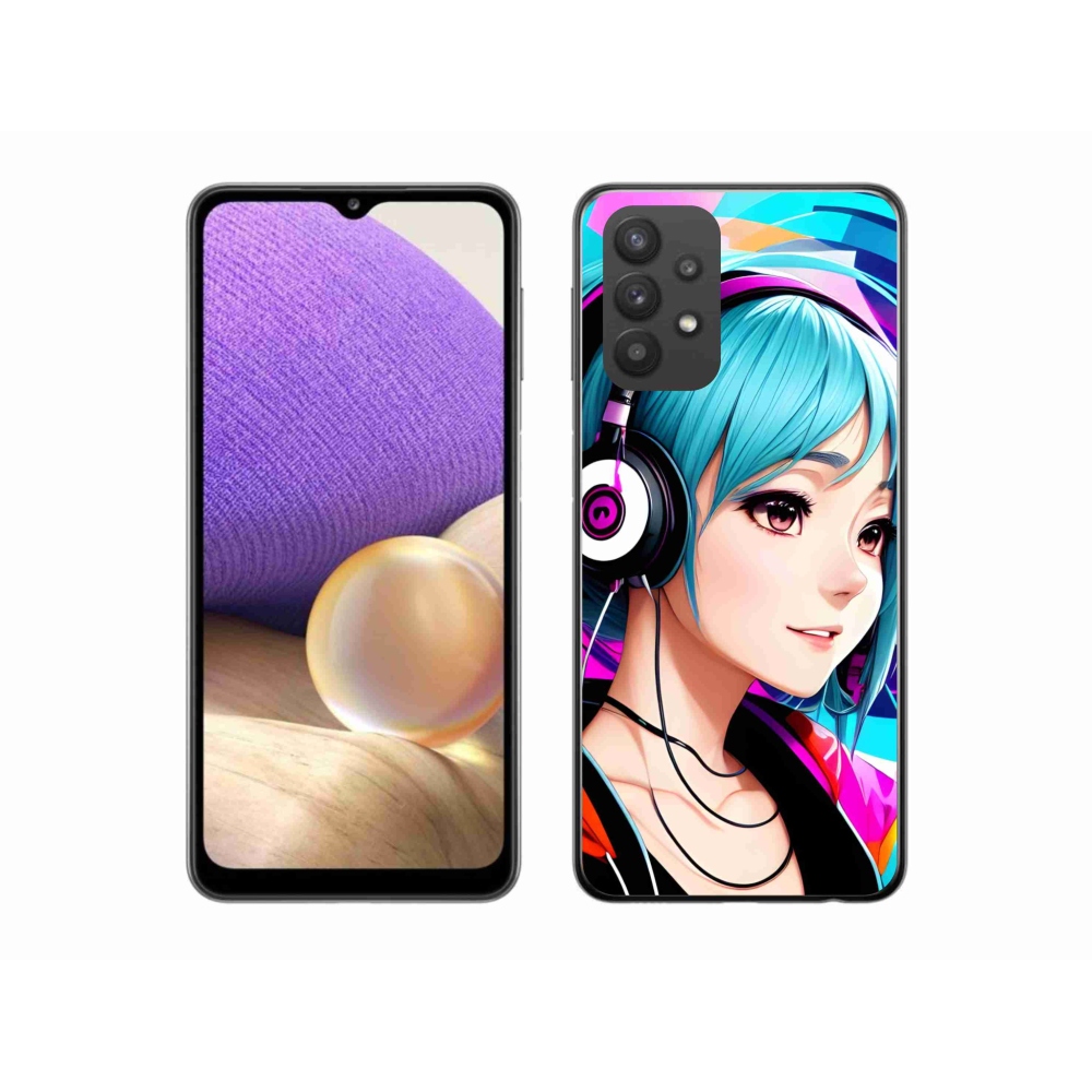 Gél borítás mmCase Samsung Galaxy A32 5G - lány fejhallgatóval