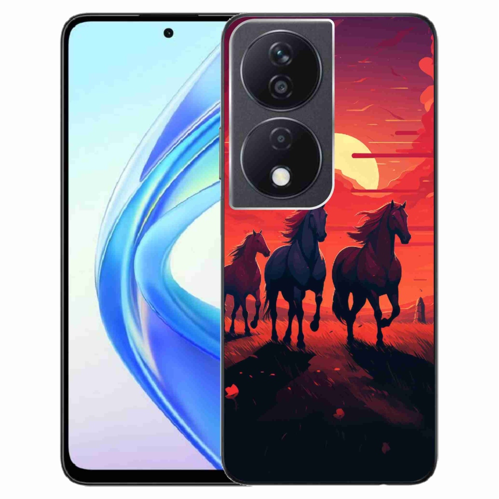Zselés borítás mmCase a Honor X7b/Honor 90 Smart számára - lovak és naplemente