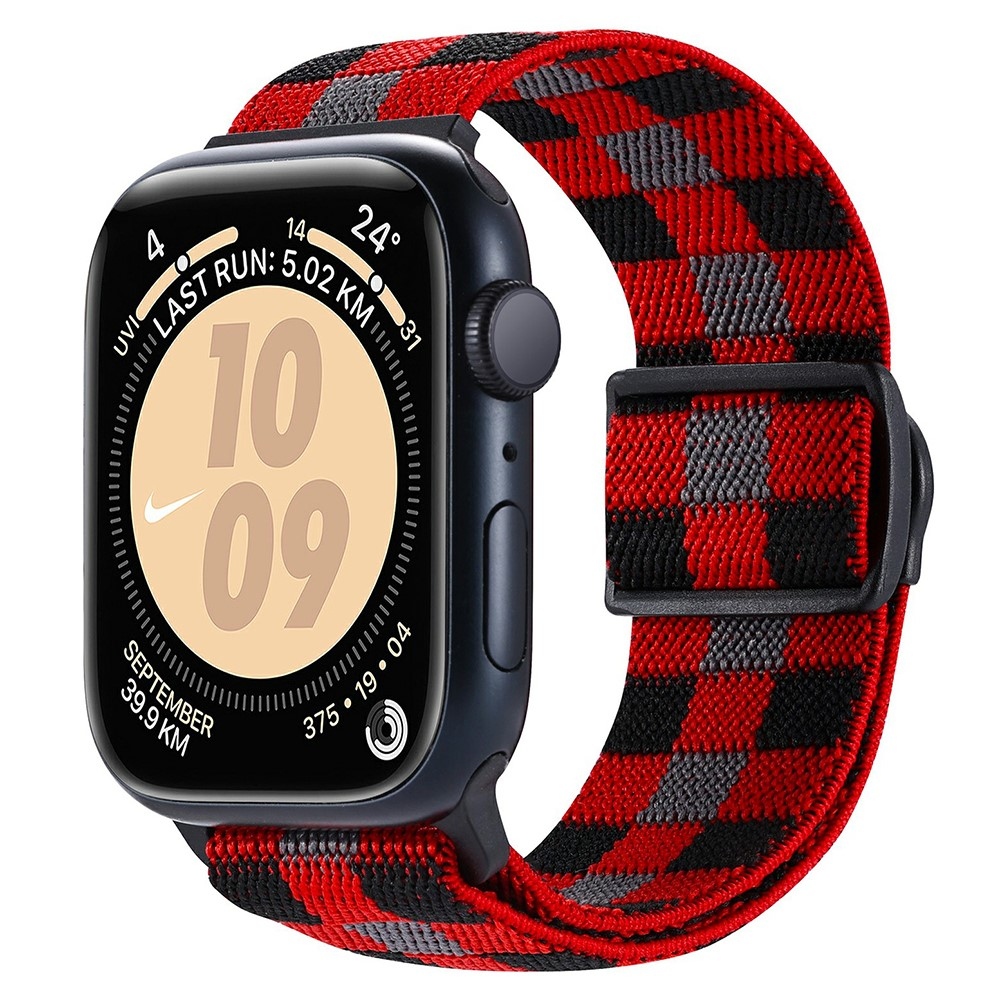 Fokozatos nejlon szíj Apple Watch Ultra/Ultra 2 49mm/SE/SE 2022/2023 44mm/9/8/7 45mm/6/5/4 44mm/3/2/1 42 mm - piros kockák