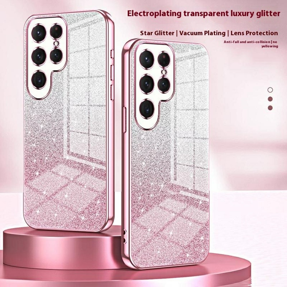 Vágott zselés csillámos tok Samsung Galaxy S25 Ultra - rózsaszín