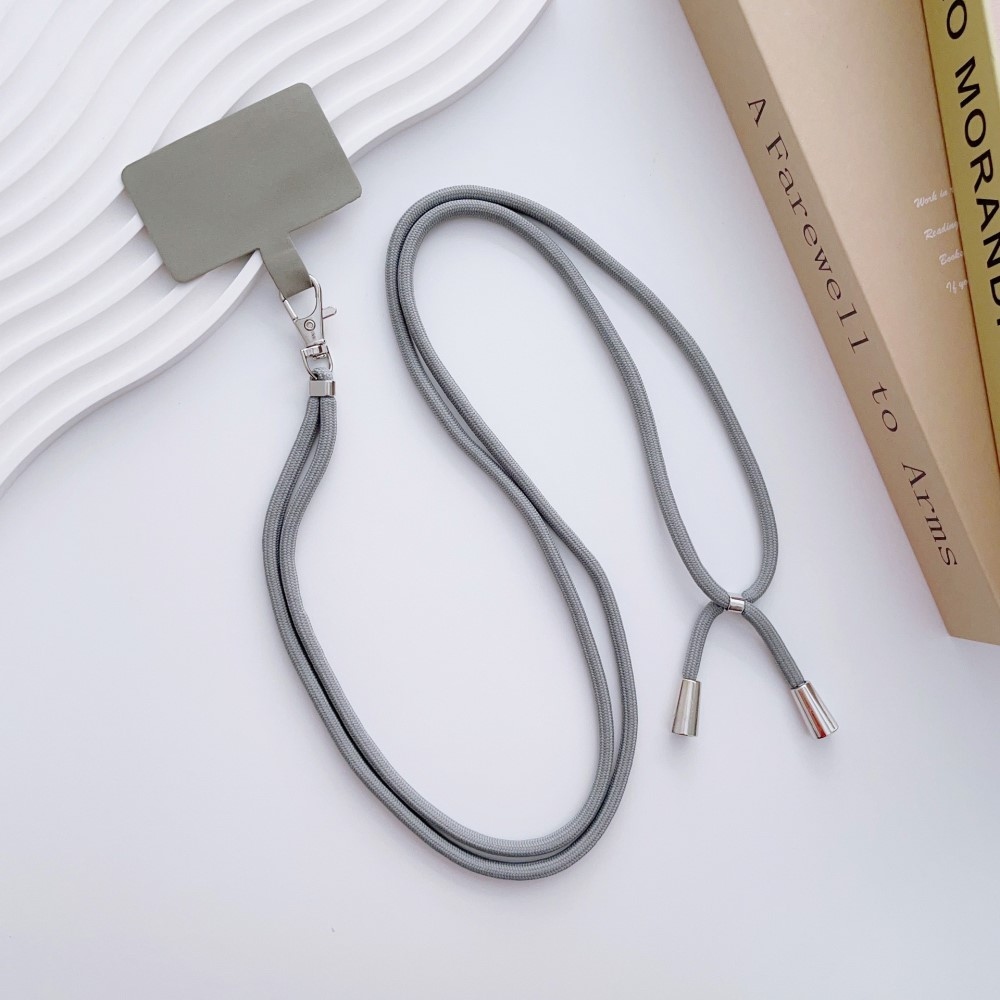 Fonott, állítható nyaklánc kártyával - szürke