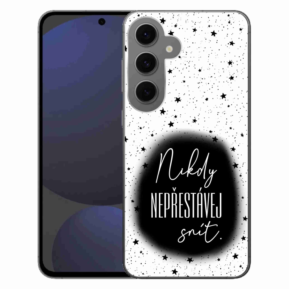 Gél borítás mmCase Samsung Galaxy S24 FE - idézet 1 fekete és fehér háttérrel