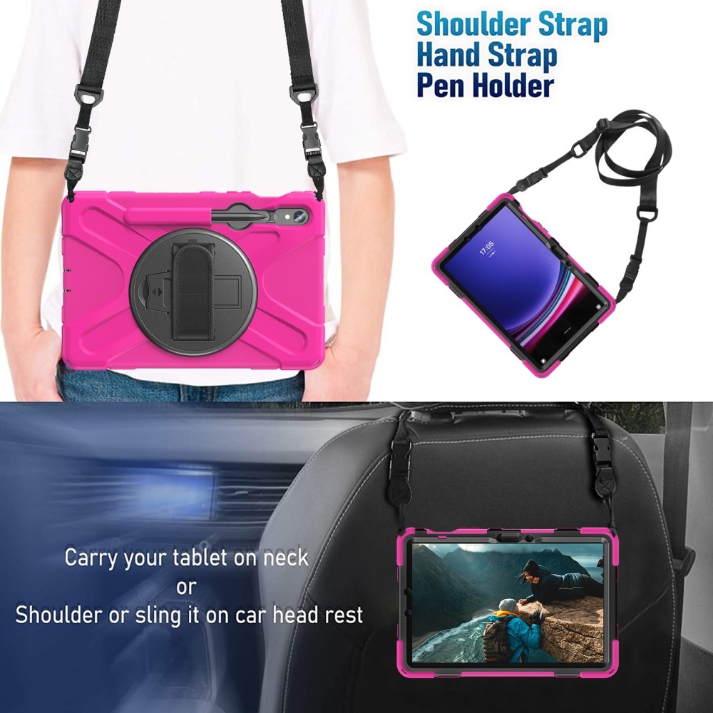 Rúgásálló borítás kézi fogantyúval Samsung Galaxy Tab S9/Tab S10 készülékhez - rózsaszínű