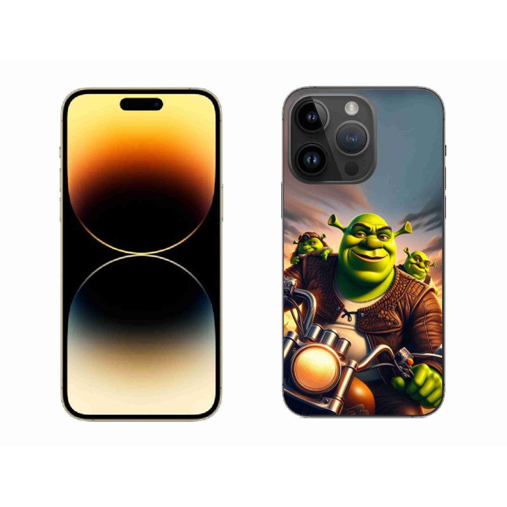 Zselés borítás mmCase iPhone 14 Pro Max 6.7 készülékhez - Shrek egy motorkerékpáron