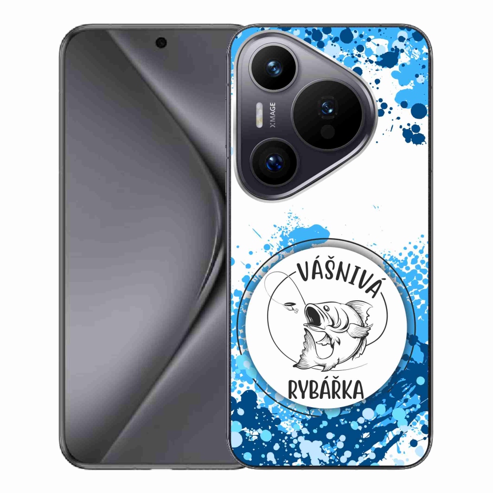 Gél borító mmCase a Huawei Pura 70 Pro számára - szenvedélyes halásznő fehér háttérrel