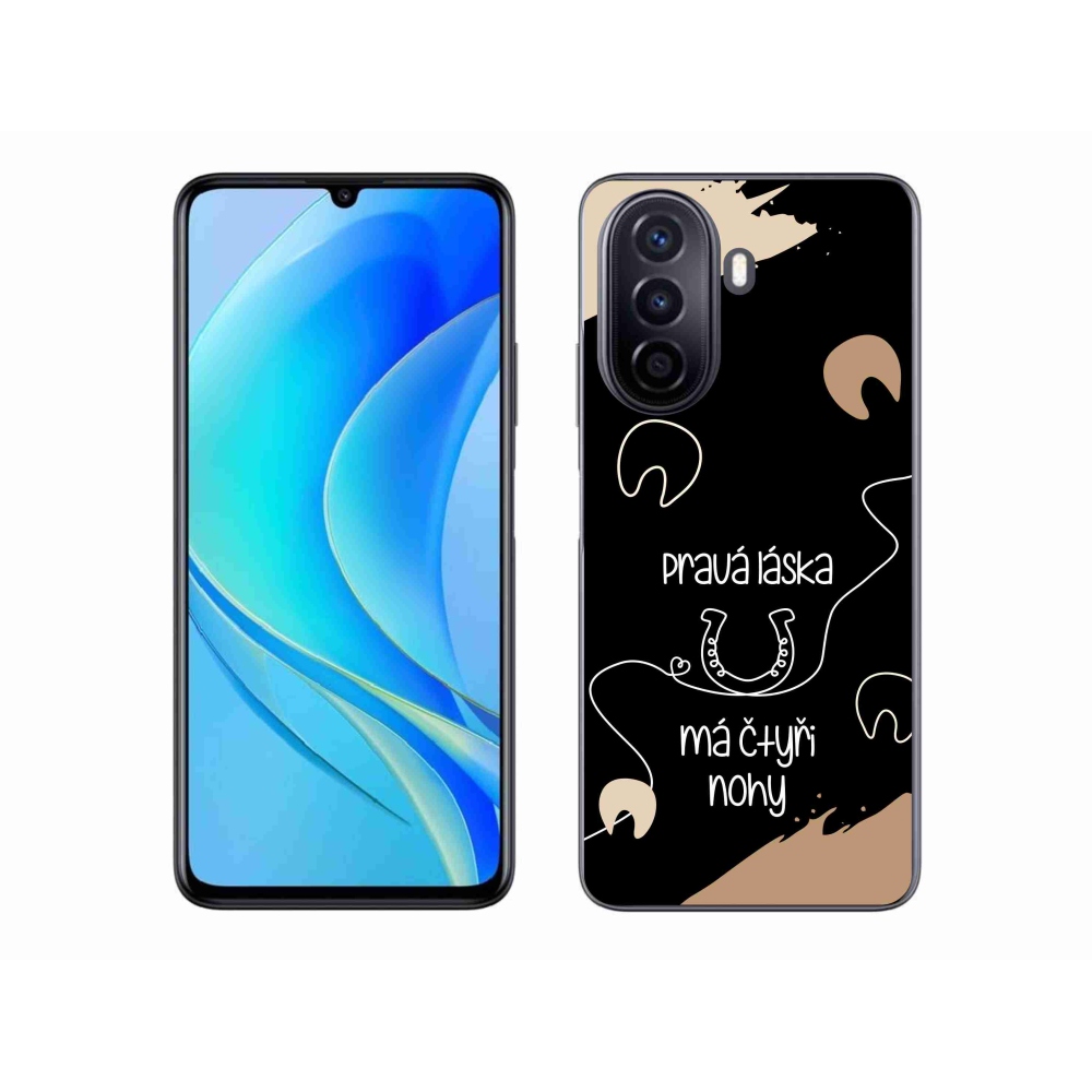 Gél borítás mmCase a Huawei Nova Y70 készülékhez - ló motívum fekete háttérrel