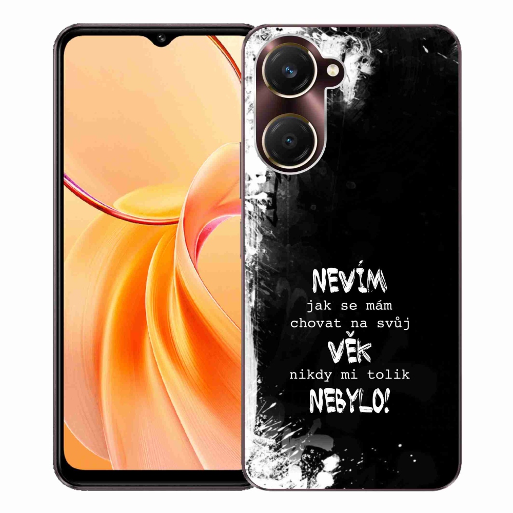 Gél borító mmCase a Vivo Y28s 5G készülékhez - vicces szöveg 14 fekete háttér