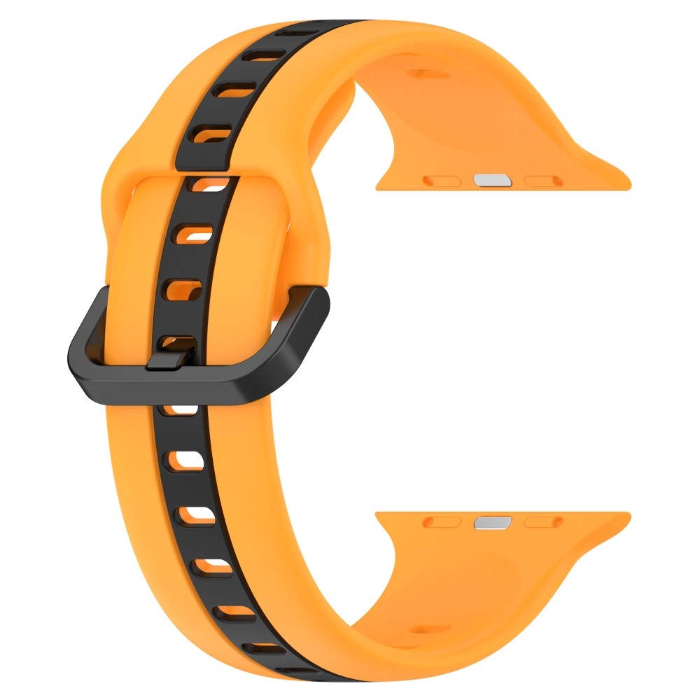 Szíj szilikon szíj Apple Watch Ultra/Ultra 2 49mm/SE/SE 2022/2023 44mm/9/8/7 45mm/6/5/4 44mm/3/2/1 42 mm-es Apple Watch Ultra/Ultra 2 órához - sárga/fekete színű