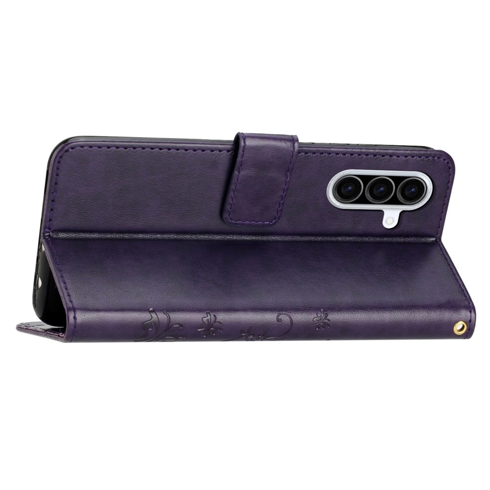 Virágok könyv tok Samsung Galaxy A26 5G - sötét lila