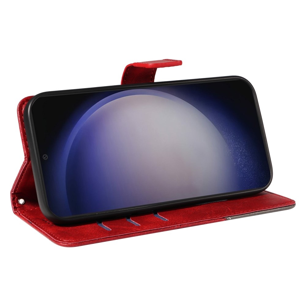 Háromszög alakú könyvtáska Samsung Galaxy S24+/S25+ készülékhez - piros