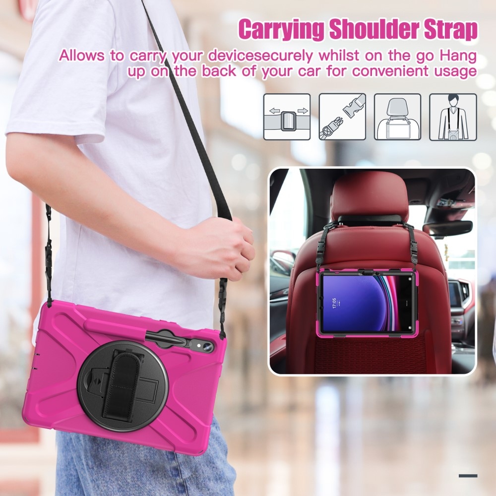 Rúgásálló borítás kézi fogantyúval Samsung Galaxy Tab S9/Tab S10 készülékhez - rózsaszínű