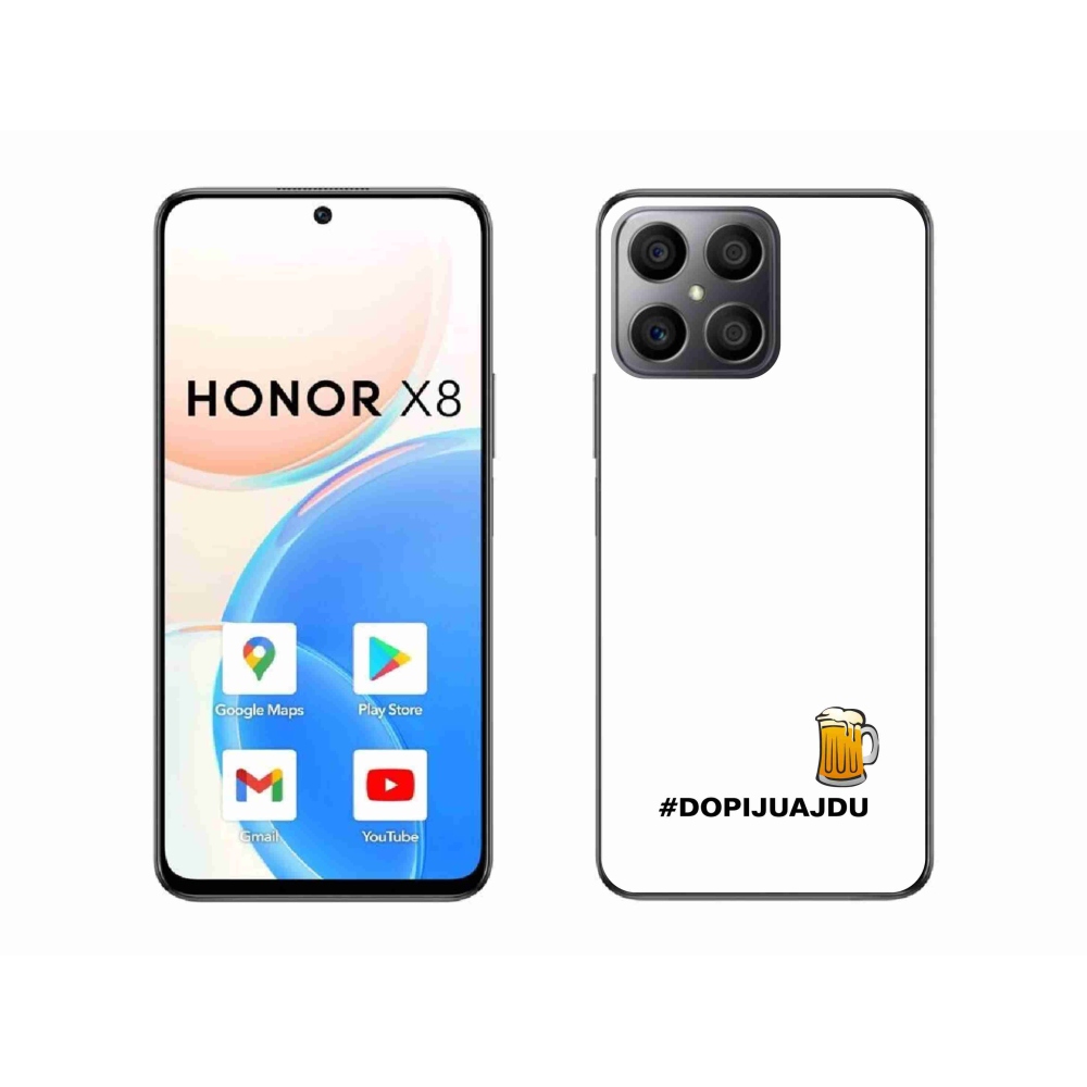 Gél borítás mmCase a Honor X8 4G-hez - sör motívum 1 fehér háttérrel