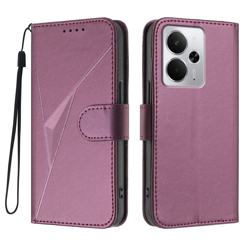 Háromszögek könyvtáska a Realme 14 5G készülékhez - sötétlila