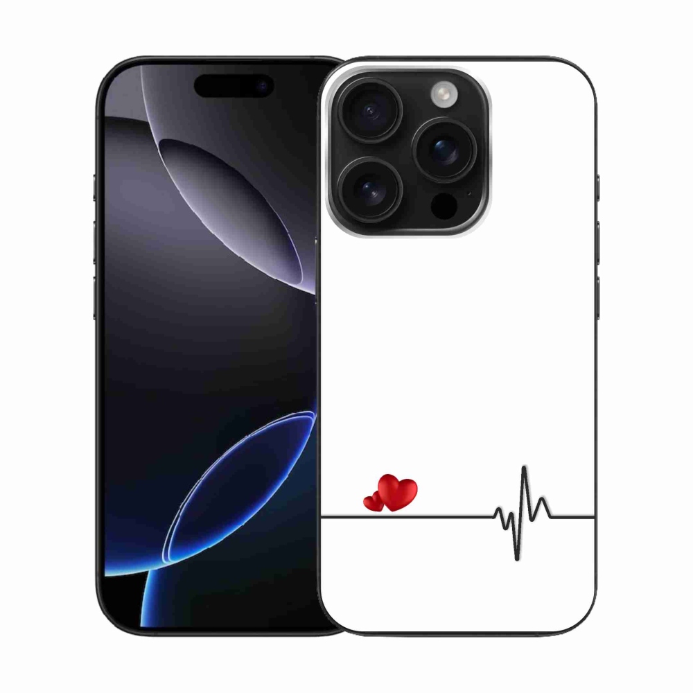 Gél borítás mmCase iPhone 16 Pro készülékhez - szív és szívverés fehér háttérrel