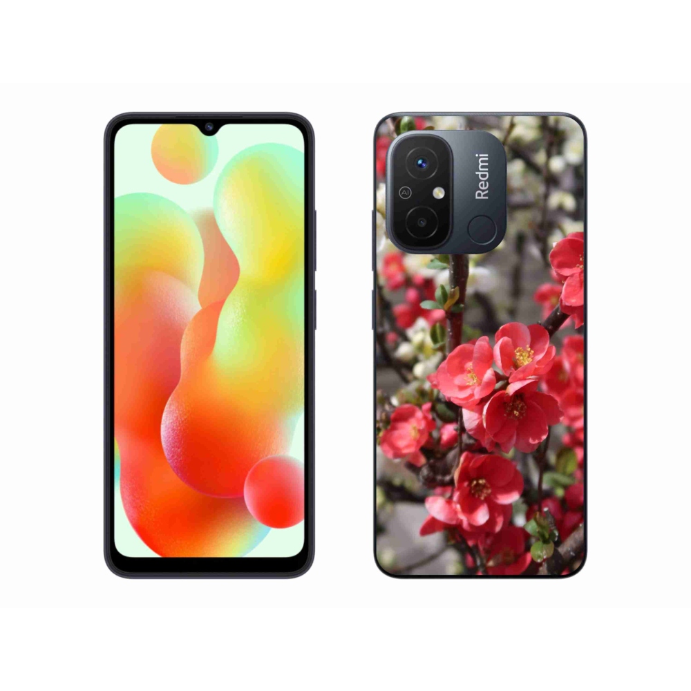 Gél borítás mmCase a Xiaomi Redmi 12C-hez - piros virágok