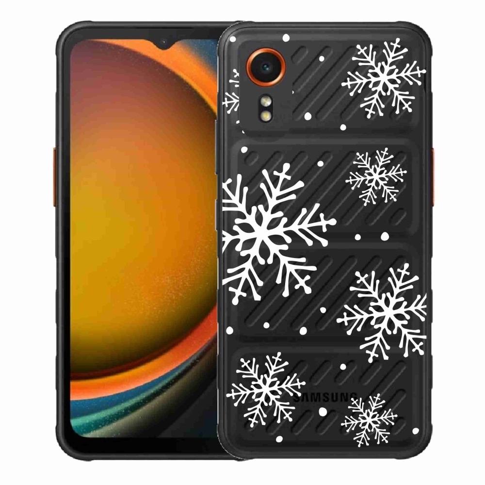 Zselés borítás mmCase Samsung Galaxy Xcover 7 készülékhez - fehér pelyhek átlátszó háttéren