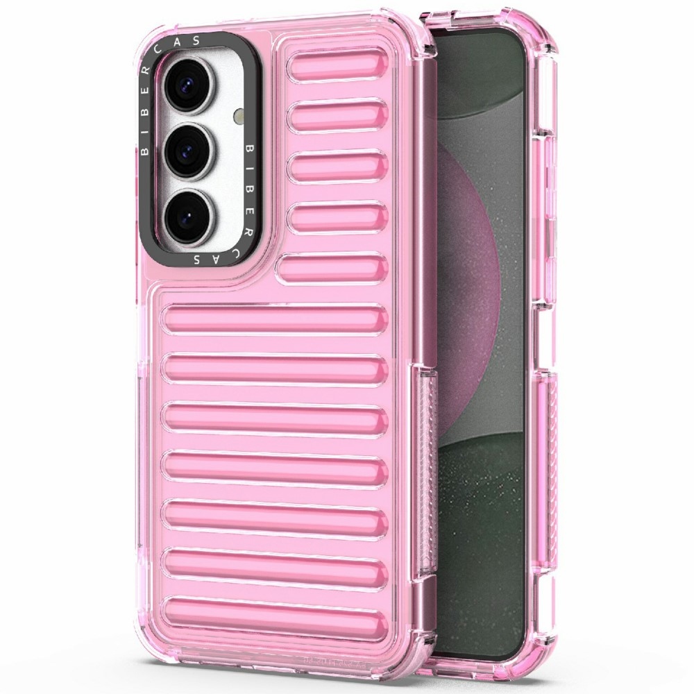 Csíkos tartós borító Samsung Galaxy S25+ készülékhez - világos rózsaszín