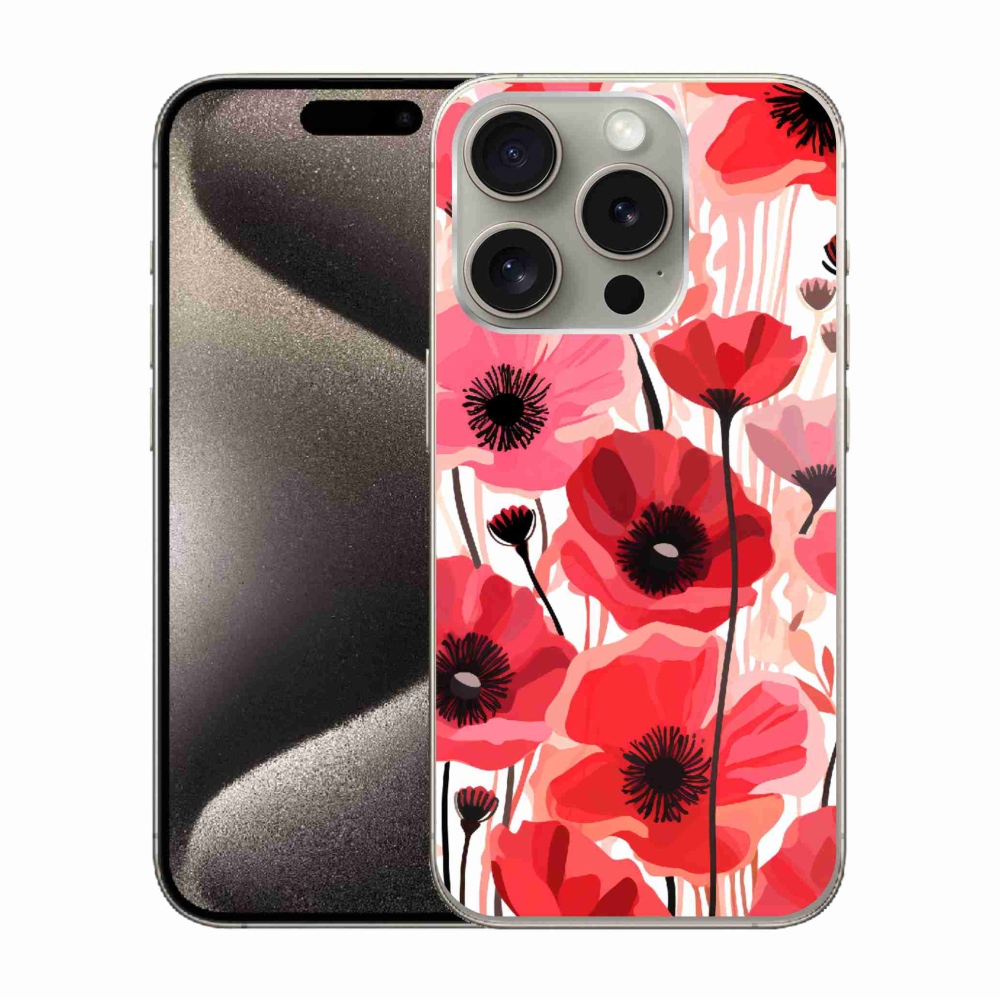 Zselés borítás mmCase iPhone 15 Pro készülékhez - mákos 1