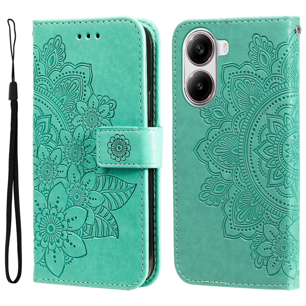 Mandala könyv tok a Xiaomi Poco X7 Pro 5G-hez - teal színű