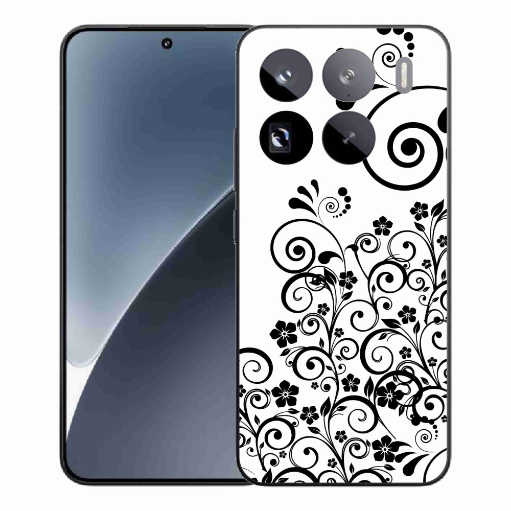 Gél borítás mmCase a Xiaomi 15 Pro számára - fekete és fehér virágmintás