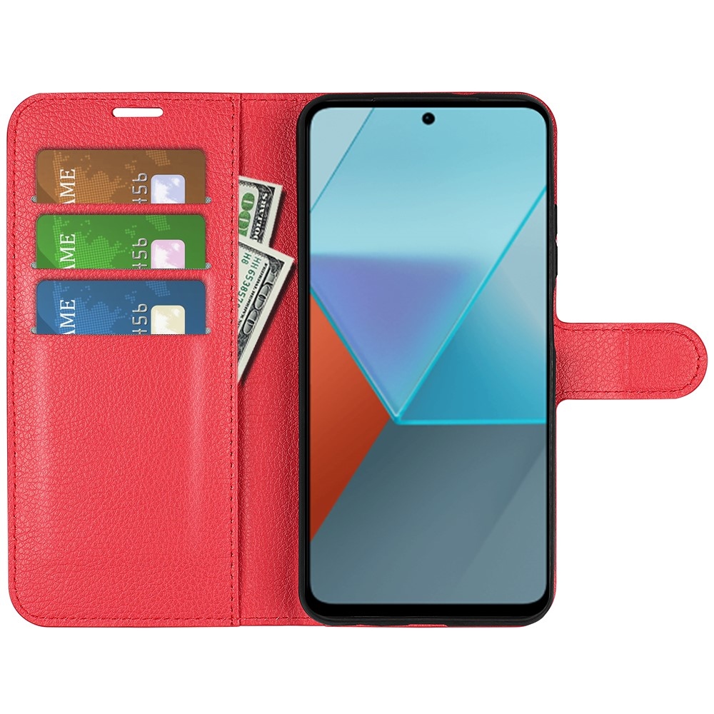 Litchi könyv tok Xiaomi Redmi Note 13 Pro 5G/Poco X6 5G - piros